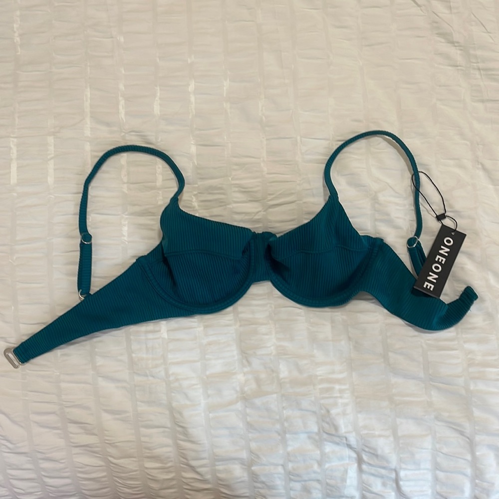 NWT OneOne Swimwear Lupita Top in Teal